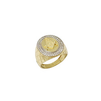 Halo Masonic Cracked Texture Ring (14K) Popular Jewelry New York