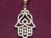 Iced Out Hamsa / Hamesh Hand Eye Pendant Silver - Lucky Diamond 恆福珠寶金行 New York City 169 Canal Street 10013 Jewelry store Playboi Charlie Chinatown @luckydiamondny 2124311180