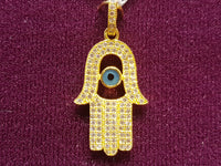 Iced Out Hamsa / Hamesh Hand with Evil Eye Pendant Silver - Lucky Diamond 恆福珠寶金行 New York City 169 Canal Street 10013 Jewelry store Playboi Charlie Chinatown @luckydiamondny 2124311180