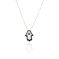 Hamsa Hand CZ Necklace (Silver)