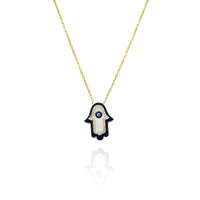 Hamsa Hand CZ Necklace (Silver)