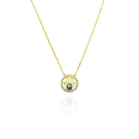 Hamsa Rounded CZ Necklace (Silver)