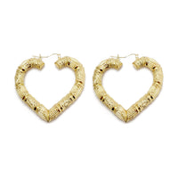 Heart Shape Bamboo Hoop Earrings (10K) Popular Jewelry New York