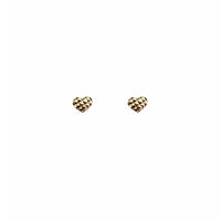 Pyramid Pattern Heart Stud Earrings (14K)