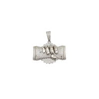 Holding Dollar Hand CZ Pendant (Silver)