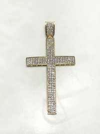 Cross CZ Channel Pendant (14K)