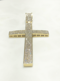 Cross CZ Channel Pendant (14K)
