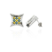 Diamond Square Stud Earrings (14K)