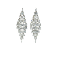 Tapered Baguette Curtain Drop Earrings (Silver)