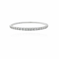 Ridged Baguette Stone Bangle (Silver)
