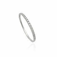 Ridged Baguette Stone Bangle (Silver)
