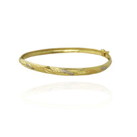Two-tone Diamond Dust Bangle Bracelet (14K).