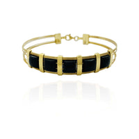 Five Onyx Bangle Bracelet (14K).