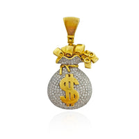 Iced Out Diamond Money Bag Pendant (10K)
