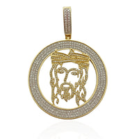 Diamond Circle Jesus Pendant (14K)