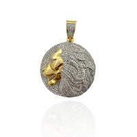 Diamond Iced Out Side-View Lion Head Pendant 10K Yellow Gold