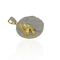Diamond Iced Out Side-View Lion Head Pendant 10K Yellow Gold