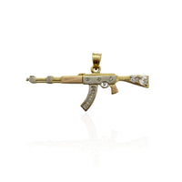 AK47 Tri-Gold Iced-Out Clip Pendant 14K - Lucky Diamond 恆福珠寶金行 New York City 169 Canal Street 10013 Jewelry store Playboi Charlie Chinatown @luckydiamondny 2124311180