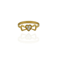 Baby-Sized Heart Bowtie Ring (14K)
