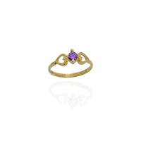 Double-Heart February Birthstone Ring (14K)