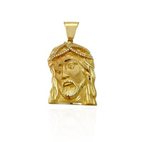 Solid Jesus Head CZ Crown 14K - Lucky Diamond 恆福珠寶金行 New York City 169 Canal Street 10013 Jewelry store Playboi Charlie Chinatown @luckydiamondny 2124311180