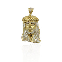 Cuban Link Crown Jesus Head Pendant (14K)