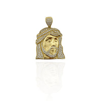 Iced-Out Jesus Head Pendant (14K)
