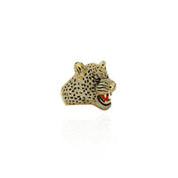 Diamond Cheetah Head Ring (14K)