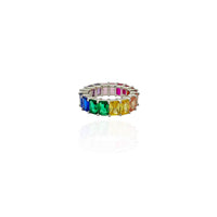 Emerald-Cut Rainbow Stone Eternity Band (Silver)