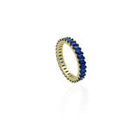 Emerald-Cut Blue Stone Eternity Band (Silver)
