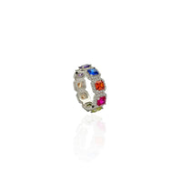 Rainbow Halo Stone Eternity Band (Silver)
