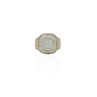 Two-Tone Iced-out Diamond Square Pave Ring (14K).