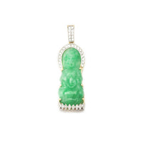 Jade Guan Yin “观音” Diamond Pendant (14K)
