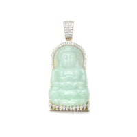 Jade Guan Yin "观音” Diamond Frame Pendant (14K)