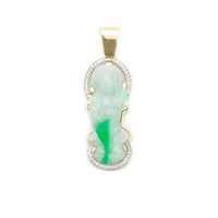 Jade Guan Yin "观音菩萨“ Diamond Frame Pendant (14K)