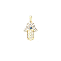 Blue Stone Hamsa CZ Pendant (14K)