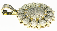 Diamond Iced Out Round Cluster Pendant 10K Yellow Gold
