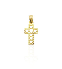 Heart Shaped Diamond Cut Cross Pendant (14K)