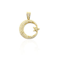Iced-Out Crescent Moon & Star Pendant (14K)