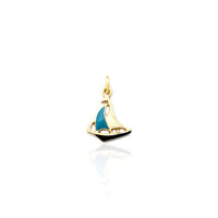 Arabesque Enamel Boat Pendant (14K)