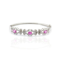 Pink Sapphire & Baguette Diamond Bangle Bracelet (14K).