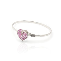 Pink Sapphire & Diamond Heart Bangle Bracelet (14K).