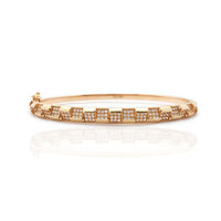 Staggered Square CZ Bangle Bracelet (14K).