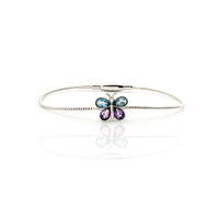 Amethyst & Sapphire Butterfly Bangle Bracelet (14K).