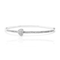 Heart Diamond Platinum Bangle Bracelet