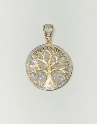 Iced-Out Tree of Life Diamond Medallion Pendant (14K)