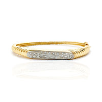 Two-Tone Ridged Shaped Diamond Bangle Bracelet (14K)