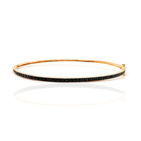 Black Stones Rose Gold CZ Bangle Bracelet (14K).