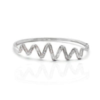 Pulse Signal Baguette Diamond Bangle Bracelet (14K)