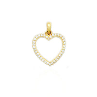 Heart Out-Line CZ Pendant (14K)